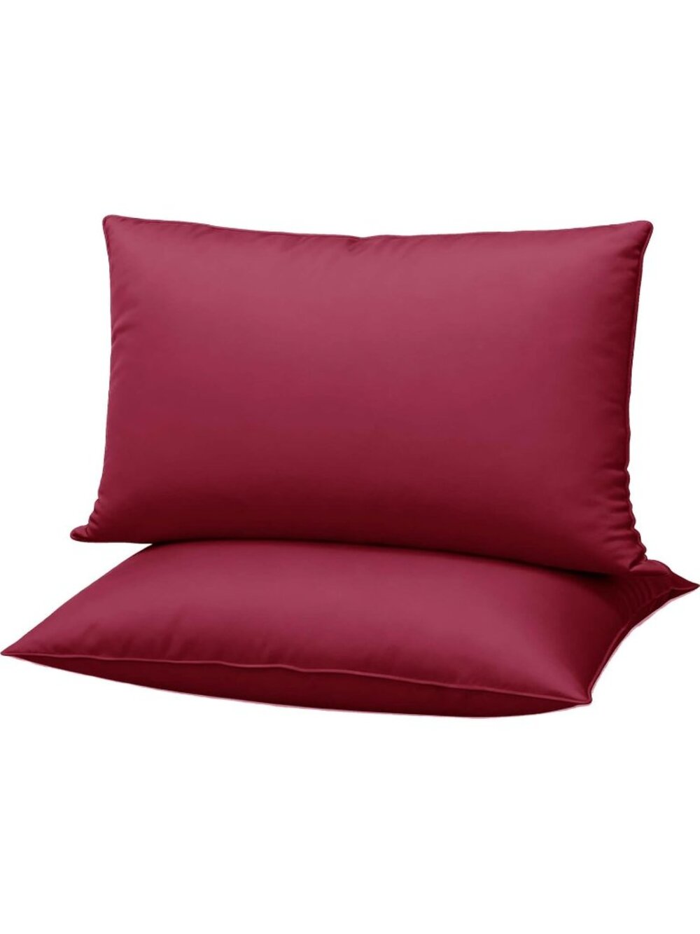 〽️Flat Thin Bed Pillows Standard Size Set of 2 Soft Down Alternative Burgundy